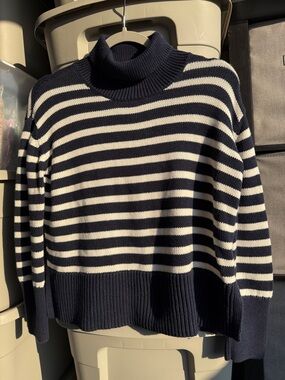 Girls GAP Navy & White Striped Cowl-Neck Sweater size XL